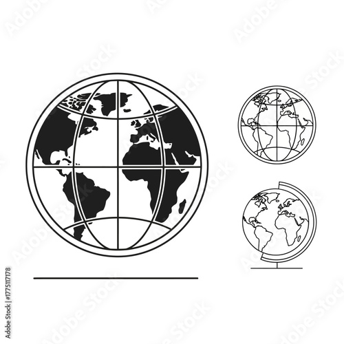 Flat design vector globe illustrations