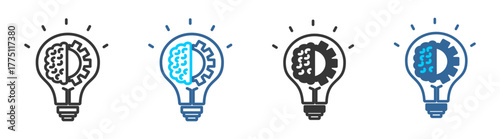 Knowledge icon set multiple style collection