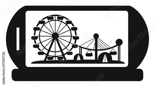 Amusement Park on Mobile Device Screen Icon