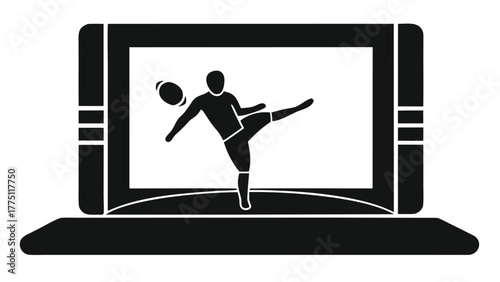 Football player on a laptop screen