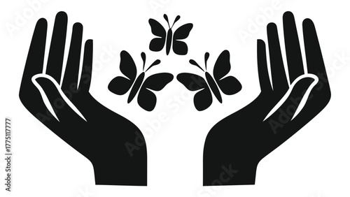 Caring Hands with Butterflies