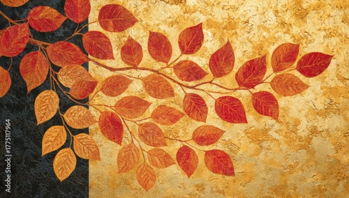 Autumn leaves on textured background