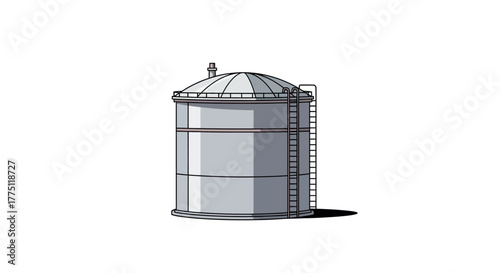Detailed illustration of a large-capacity liquid storage tank, a key component of industrial infrastructure for oil, gas, or water