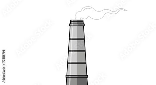 Vector illustration of a tall factory smokestack with smoke, a symbol of industrial production and air pollution