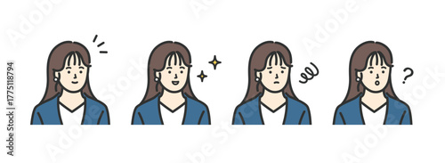 ビジネス　女性の表情アイコンイラストセット