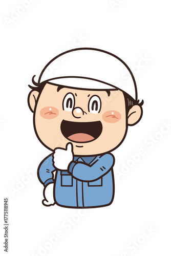 工場で働く作業員『ばっちり！』のジェスチャーをしているイラスト｜不安全行動・不安全状態・労働災害