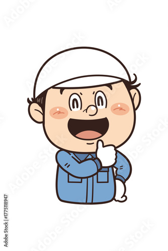 工場で働く作業員『ばっちり！』のジェスチャーをしているイラスト｜不安全行動・不安全状態・労働災害