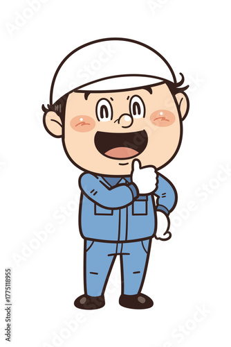 工場で働く作業員『ばっちり！』のジェスチャーをしているイラスト｜不安全行動・不安全状態・労働災害