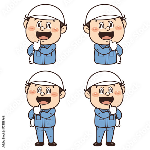 工場で働く作業員『ばっちり！』のジェスチャーをしているイラスト｜不安全行動・不安全状態・労働災害