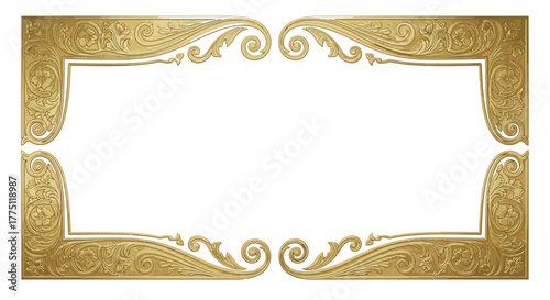 Elegant Gold Flourish Dividers & Ornamental Border Designs | Vintage Decorative Scroll Frames, Classic Victorian Luxury Line Art Elements