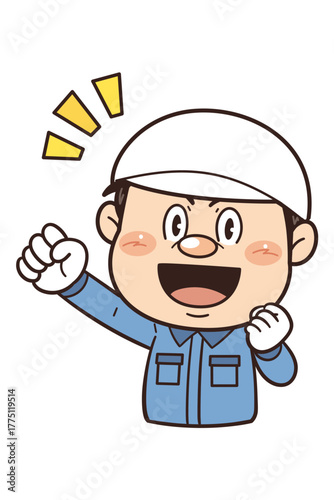 工場や現場で働く作業員が拳を握ってやる気を出しているイラスト｜不安全行動・不安全状態・労働災害