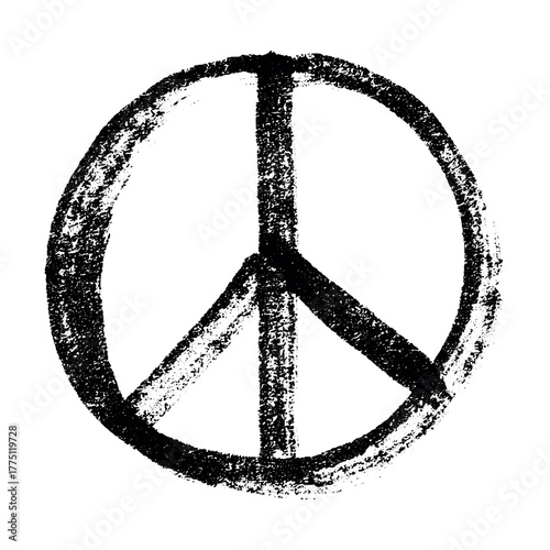 Hand drawn peace sign No war symbol Hippie clipart in doodle style Single element for print, web, design, decor