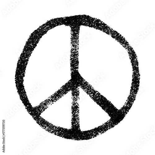 Hand drawn peace sign No war symbol Hippie clipart in doodle style Single element for print, web, design, decor