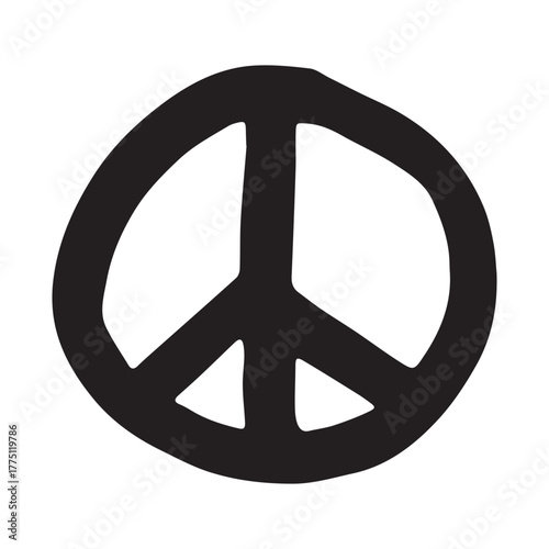 Hand drawn peace sign No war symbol Hippie clipart in doodle style Single element for print, web, design, decor