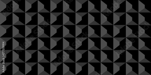 Dark geometric pattern with 3D cube illusion in black and gray tones. Modern abstract background for architecture, interior design, and minimal luxury concepts.