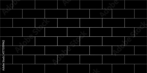 Black brick wall pattern background with clean horizontal layout. Modern dark masonry texture suitable for interior design, architecture, and construction concept.