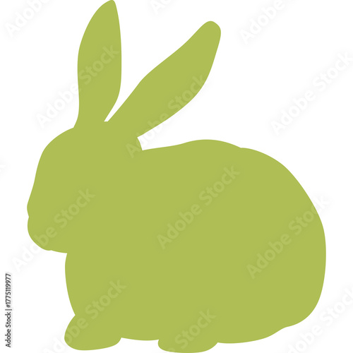 Silhouette Of A Yellow Green Rabbit On Transparent Background Symbolizing Spring And Easter Celebrations With Simple Clean Design.