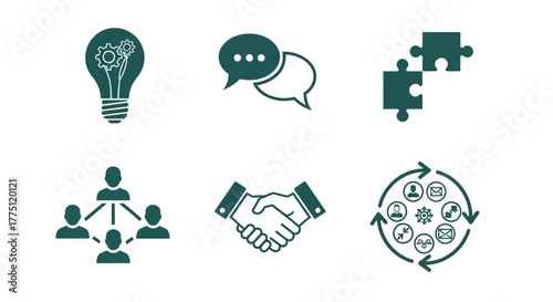 Illustration showcasing teamwork, business communication, and collaboration processes for