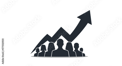 Strategic team achieving business growth with upward trend arrow graphic illustration