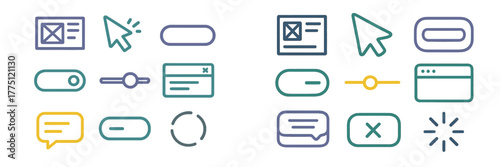 Collection of user interface icons showcasing different interaction elements for web and app design