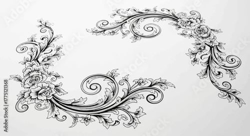 Elegant Gold Flourish Dividers & Ornamental Border Designs | Vintage Decorative Scroll Frames, Classic Victorian Luxury Line Art Elements