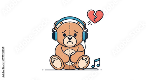 Melancholic melody: Teddy bear immerses in music after heartbreak and painful moments