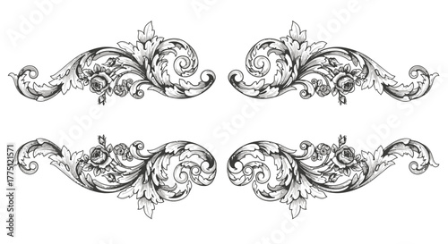 Elegant Gold Flourish Dividers & Ornamental Border Designs | Vintage Decorative Scroll Frames, Classic Victorian Luxury Line Art Elements