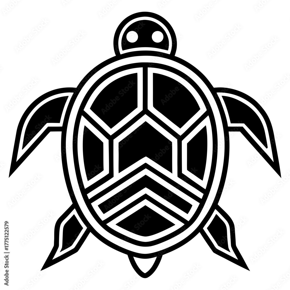 Obraz premium Stylized black and white turtle illustration