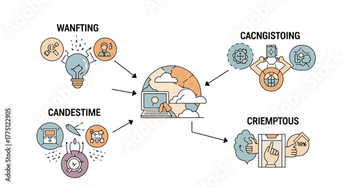 Conceptual illustration depicting interconnected networks and global data flow with different