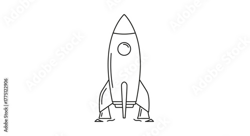 Monochrome outlined spaceship illustration evoking exploration and imagination perfectly suited