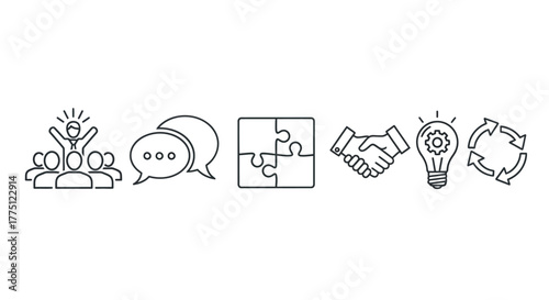 Illustrative representation of elements fostering success through collaboration and strategy