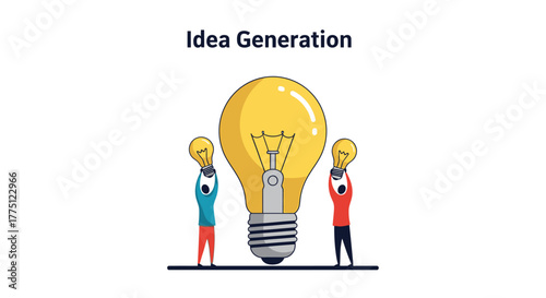 Collaborative brainstorming visual depicting shared ideas and innovation process for problem solving