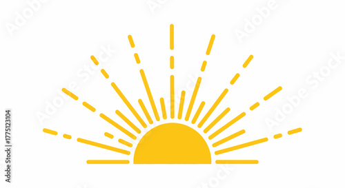 Bright Future Vector Icon Half Sunburst Radiating with Golden Rays