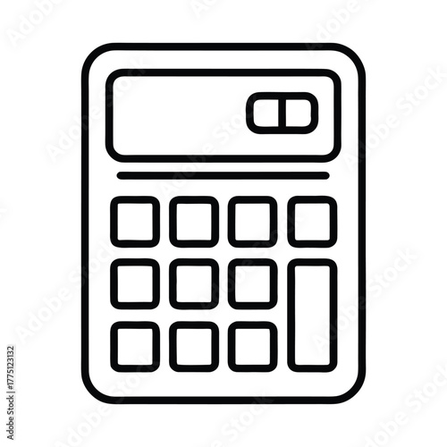 Calculator outline vector icon. Outline vector illustration of a calculator.