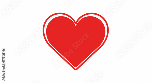 Heart vector, a symbol of love and affection depicted with a white outline and red fill on a clean background