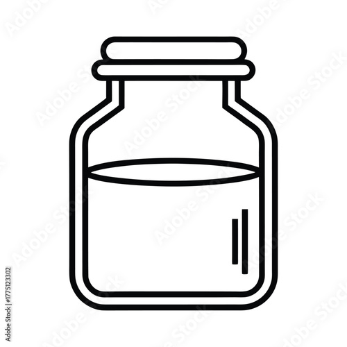 Vector line icon of a chemical jar. Outline icon of a vector chemical bottle.