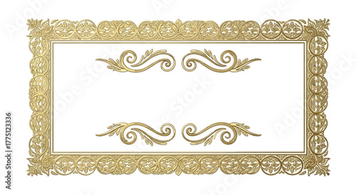 Elegant Gold Flourish Dividers & Ornamental Border Designs | Vintage Decorative Scroll Frames, Classic Victorian Luxury Line Art Elements