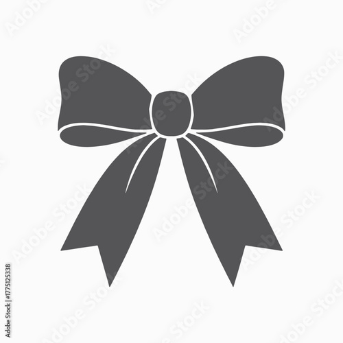 Elegant Black Ribbon Bow, Vector Silhouette, Minimal, Decorative, holiday decoration, Gift Wrapping Designs, Stylish, Graphic, Classic, Designers, Vector Icons, Simple Ribbon Bow, symbols, christmas,