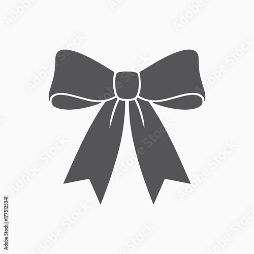 Elegant Black Ribbon Bow, Vector Silhouette, Minimal, Decorative, holiday decoration, Gift Wrapping Designs, Stylish, Graphic, Classic, Designers, Vector Icons, Simple Ribbon Bow, symbols, christmas,
