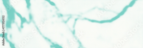 Halftone overlay resembling water waves and sea foam. White dot texture on blue lagoon background. Vector banner for design and creative projects