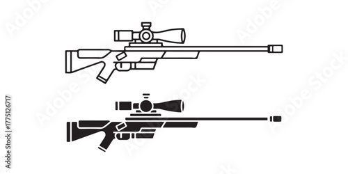 Sniper Scope Icon. Precision Shooting Crosshair Symbol on White Background