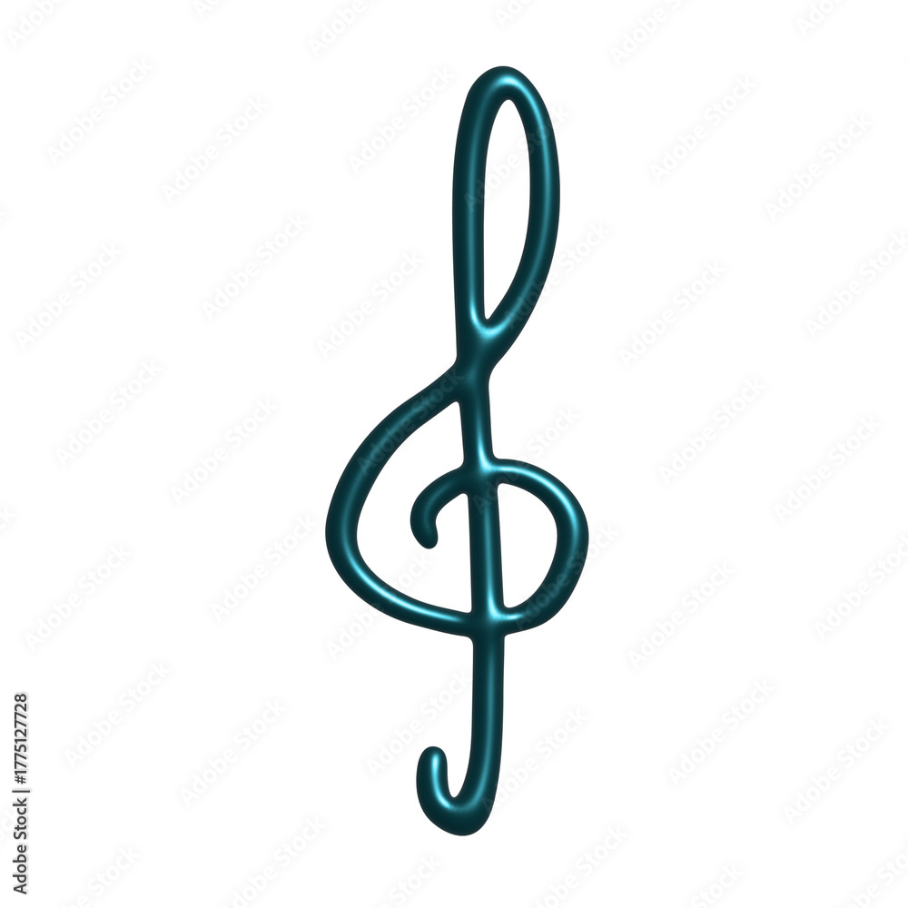 Obraz premium 3d treble clef. Hand drawn musical symbol. Single element for print, web, design, decor, logo