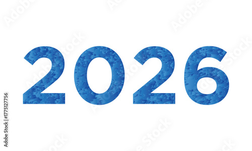 Blue Textured 2026 Numerals — Futuristic gradient design with vibrant modern style