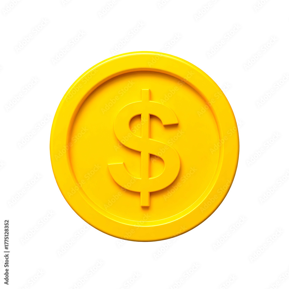 Obraz premium 3D rendered golden coin with a prominent dollar sign isolated on a black background