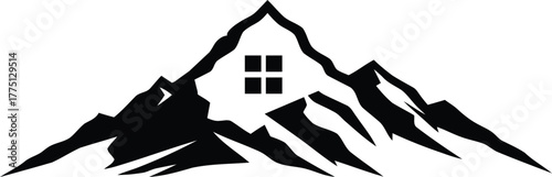 House logo design template with mountain logo
