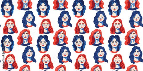 vector illustration elegant feminine portrait pattern