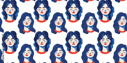 seamless pattern vector illustration beauty woman character art texture