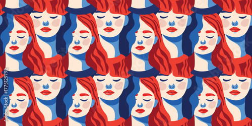 vector illustration seamless pattern minimal beauty feminine composition