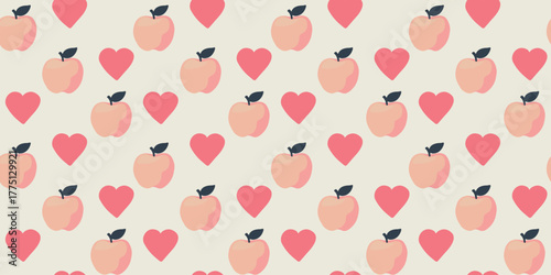 vector illustration surreal apple heart concept design seamless pattern