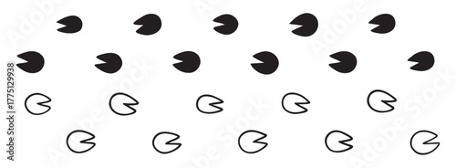 hoofprints leg touch stamp line set. flat dark black ink hand drawn footprint hooves retro art etch contour comic style. 